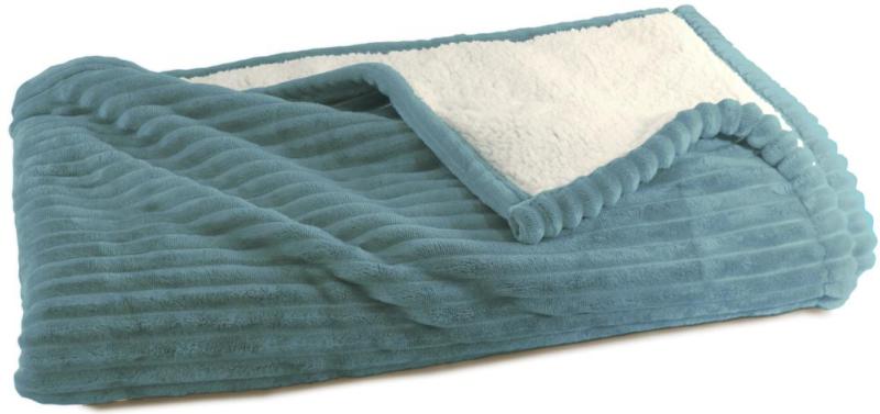 Plaid Sherpa 130x170<BR>Bleu