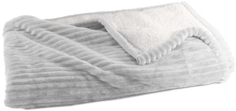 Plaid Sherpa 130x170<BR>Gris perle