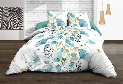 Housse de couette 240x260 + 2 taies <BR>Pur coton 57 fils <BR>Bloom