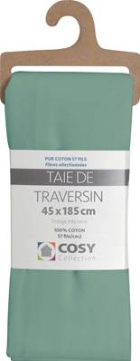 Taie de traversin 45x185<BR>100% coton<BR>Vert tilleul