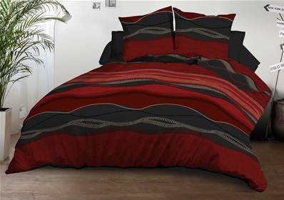 Parure Drap plat + drap-housse 140x190 + 2 Taies <BR>Microfibre <BR>Baltic rouge